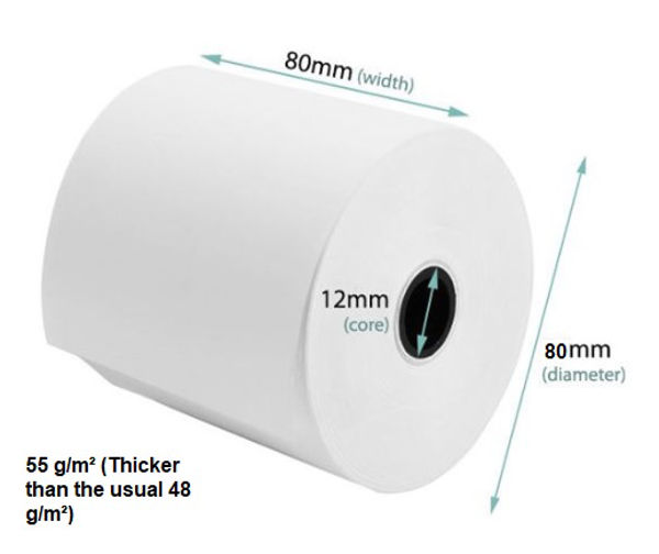 Picture of 80mm x 80mm (Thick) Thermal Printer Cash Roll (12mm core)